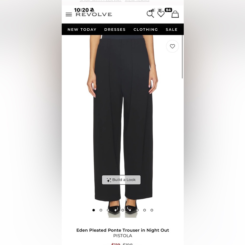 pistola Black Wide-Leg Pleated Ponte Trousers